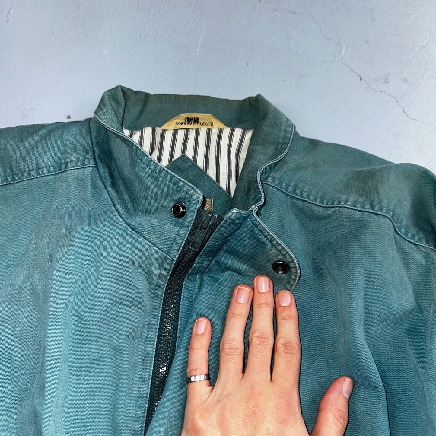 Vintage Teal Blue Tobruk Lined Jacket Men's Large 1980s 80s Bomber Simple Cool