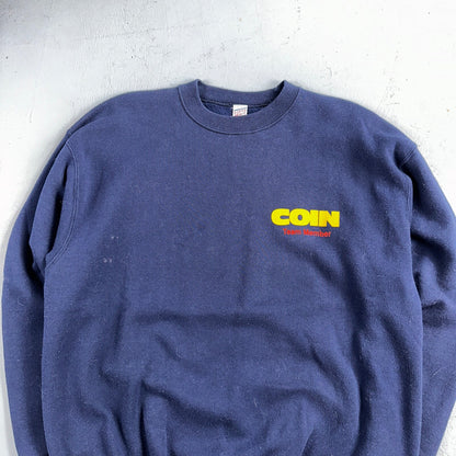 Coin Sofee Heavy Sweatshirt 90s VTG Crewneck USA Navy Basic Blue Team Member