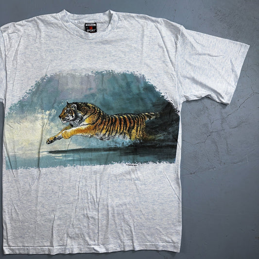 Tiger 90s AOP VTG T Shirt Front Back Nature Love Animals Stripes Single Stitch