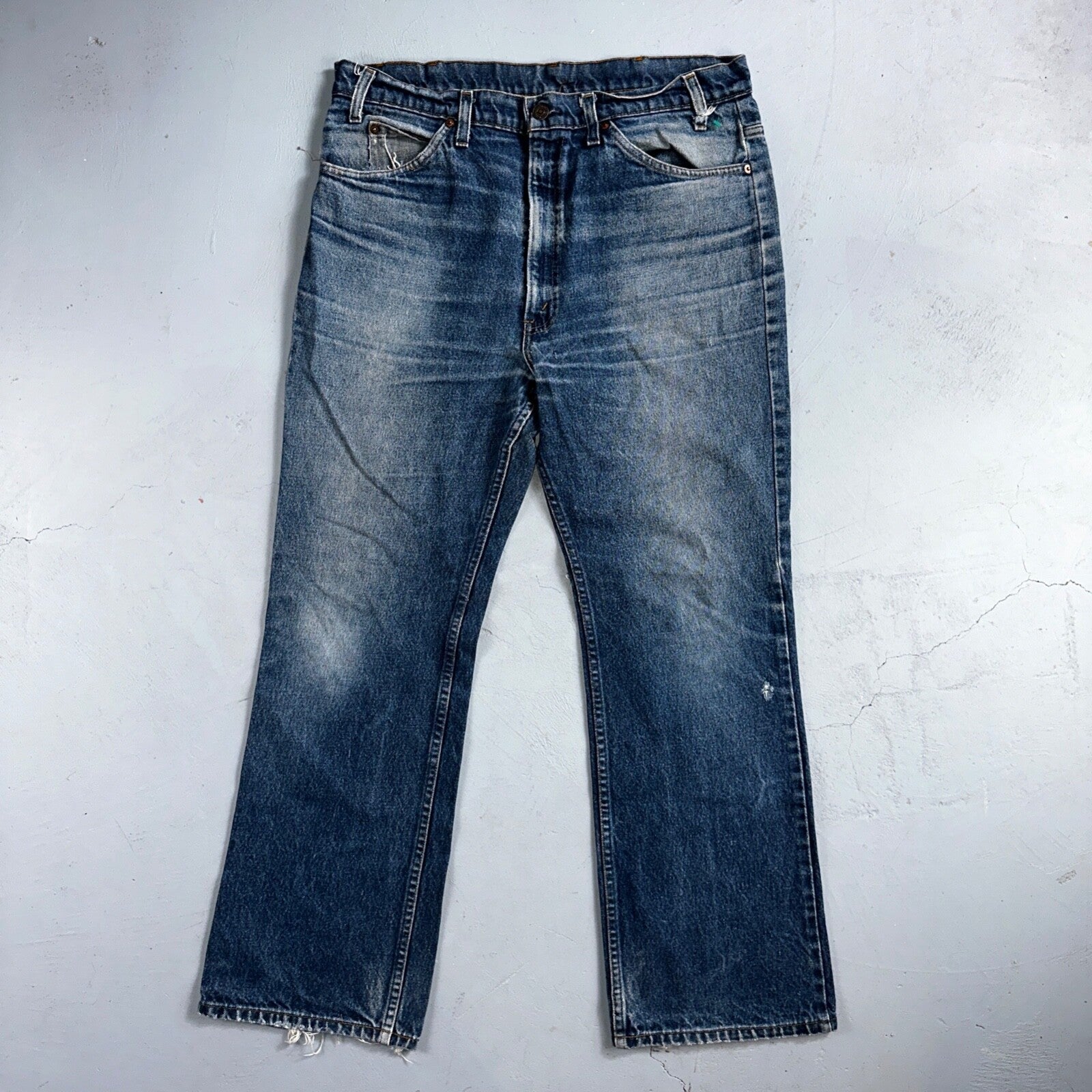 Levis 517 Vintage 80s USA Orange Tab Bootcut Flare Blue Worn Jeans Act 34x29