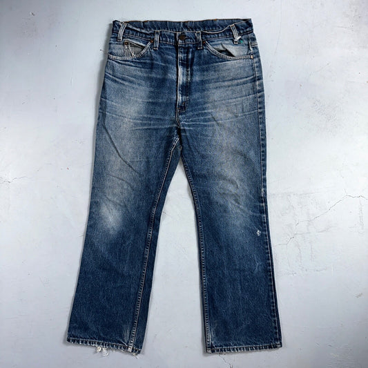 Levis 517 Vintage 80s USA Orange Tab Bootcut Flare Blue Worn Jeans Act 34x29