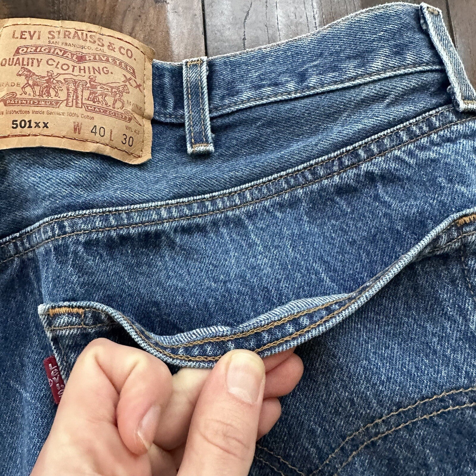 Vintage Y2K 90s Levis 501 XX Button Fly Light Wash 40x30 Jeans Act 36x26