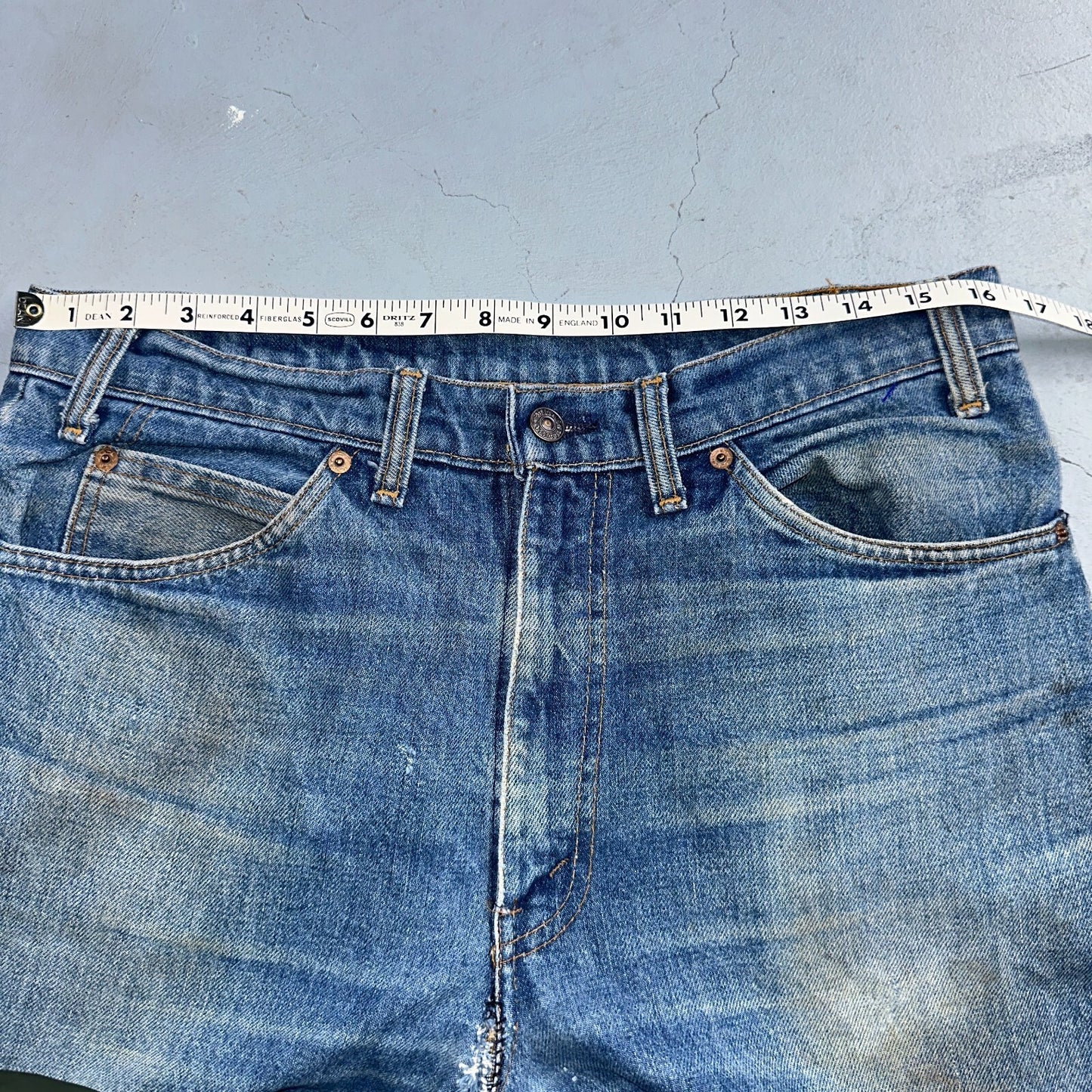 Levis 517 Vintage 90s Canada Orange Tab Bootcut Flare Blue Worn Jeans Act 33x30