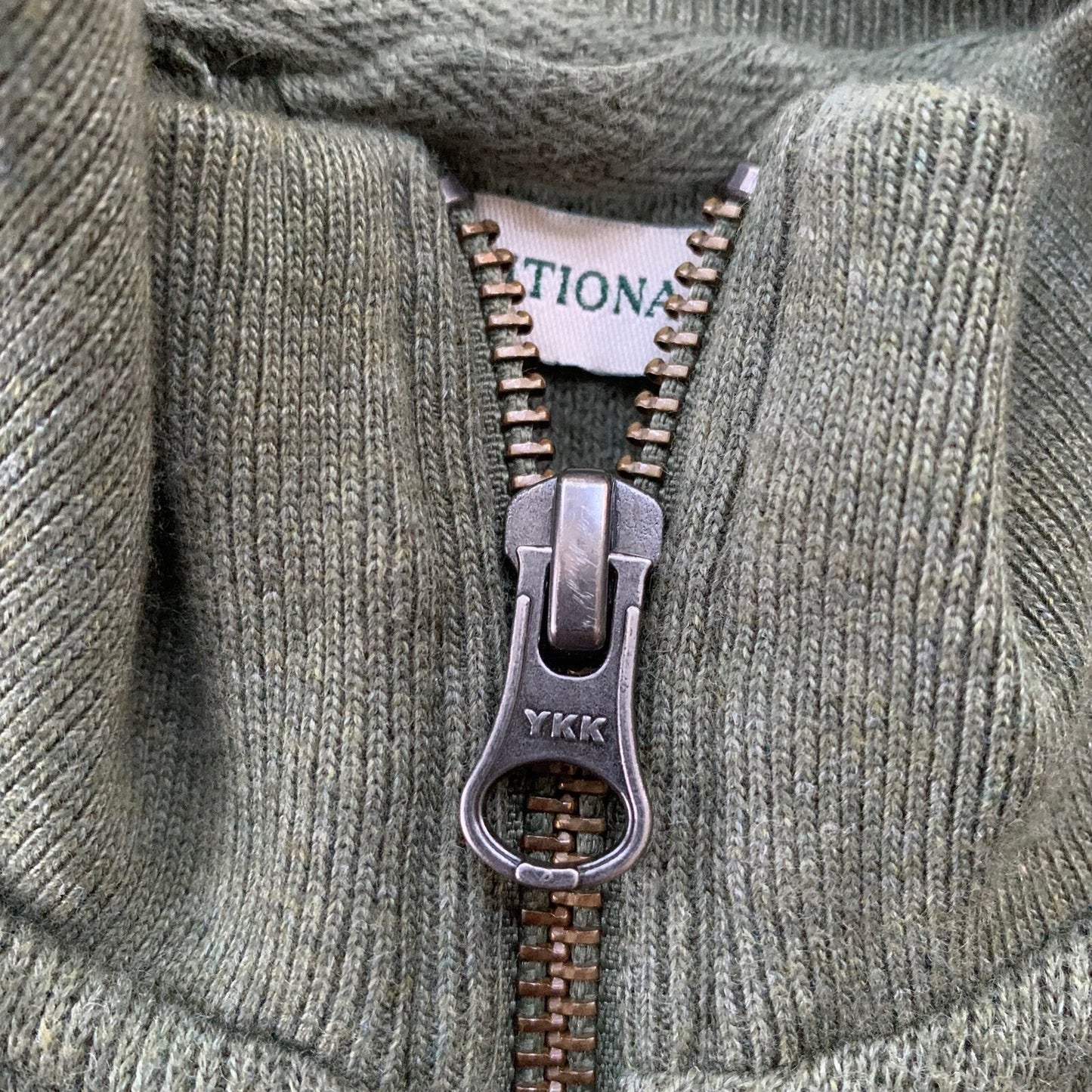 LL Bean Quarter Zip Pullover Fleece Sweater Mens L Green VTG 90s Style Basic