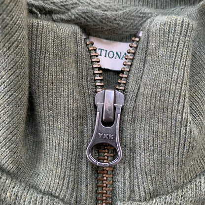 LL Bean Quarter Zip Pullover Fleece Sweater Mens L Green VTG 90s Style Basic