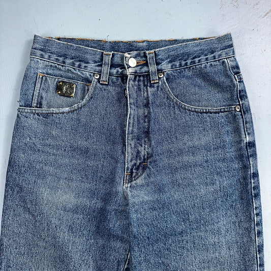 Vintage YSL Yves Saint Laurent Blue Denim Jeans Size 26x31 90s Womens Straight