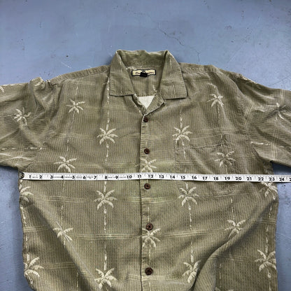Tommy Bahama Mens L Pineapple Print 100% Silk Hawaiian Camp Loop Collar Shirt
