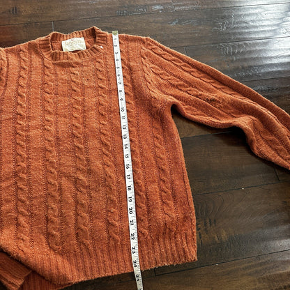 Vintage Jantzen Mens M Crewneck Sweater Orange USA Coogi Style Ugly Knit 60s