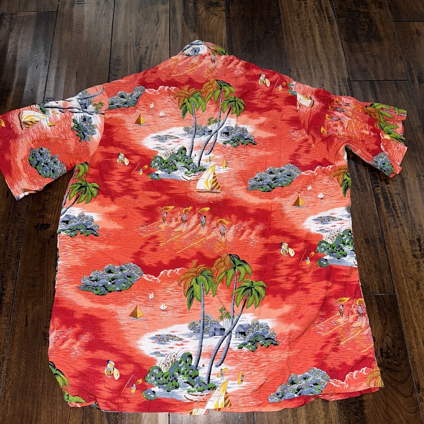 VTG OCEAN PACIFIC OP SHIRT HAWAIIAN ALOHA Rare 80s 70s Red All Over Print Crazy