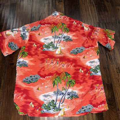 VTG OCEAN PACIFIC OP SHIRT HAWAIIAN ALOHA Rare 80s 70s Red All Over Print Crazy