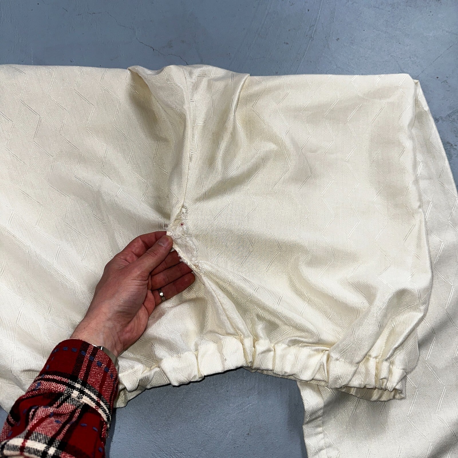 Christian Dior VTG Pajama Set Mens Cream Pants Shirt USA 90s Heavy Wear