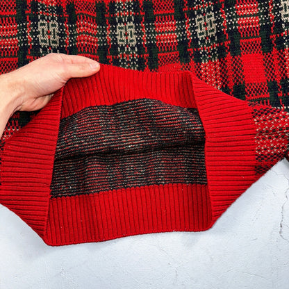 Pendleton VTG 100% Wool Sweater Mens L Plaid Red Oregon USA Preppy Christmas