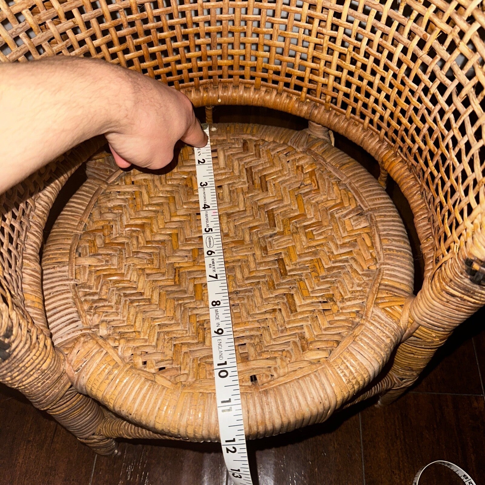 VTG 70s Cane Rattan Wicker Ceylon Natural Cane Seat Kids Chair 1970s Cat Cute