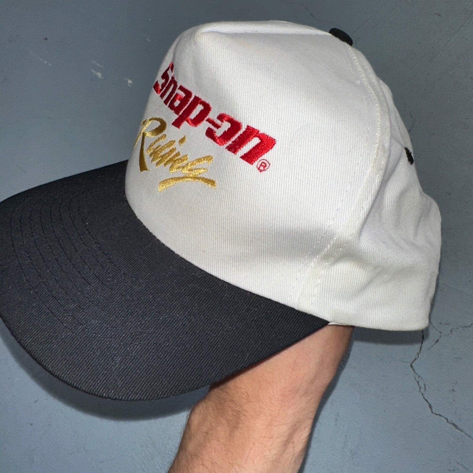 Snap On Racing White Black VTG Hat Cap Snapback Nascar Racing Cool Cars
