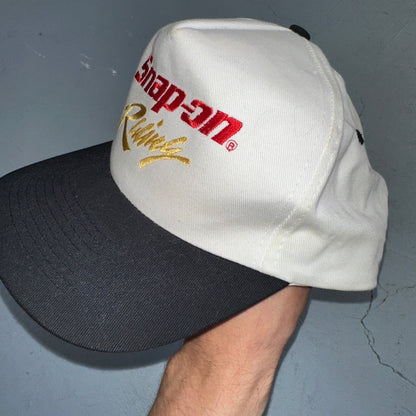 Snap On Racing White Black VTG Hat Cap Snapback Nascar Racing Cool Cars