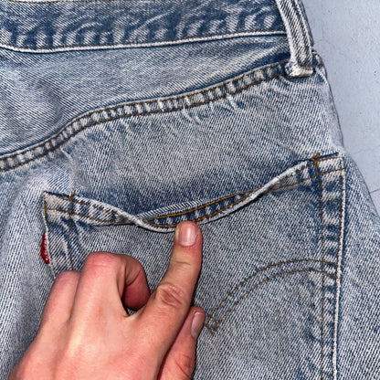 Levis 501 Vintage 80s USA XX Straight Leg Jeans Blue Light Wash 38x33 Act 34x29