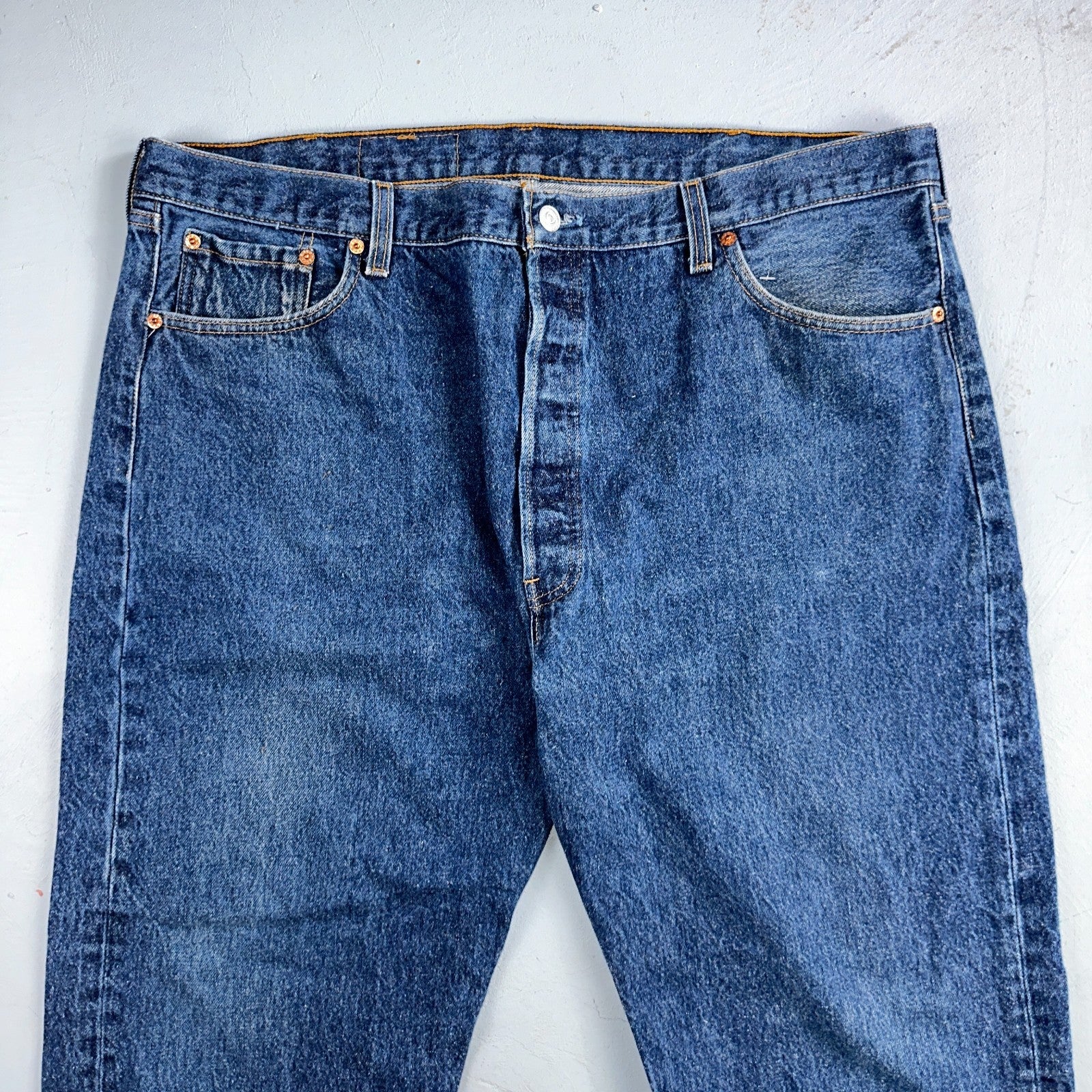Levis 501 Vintage 90s USA XX Straight Leg Jeans Blue Med Wash 44x32 Act 40x29
