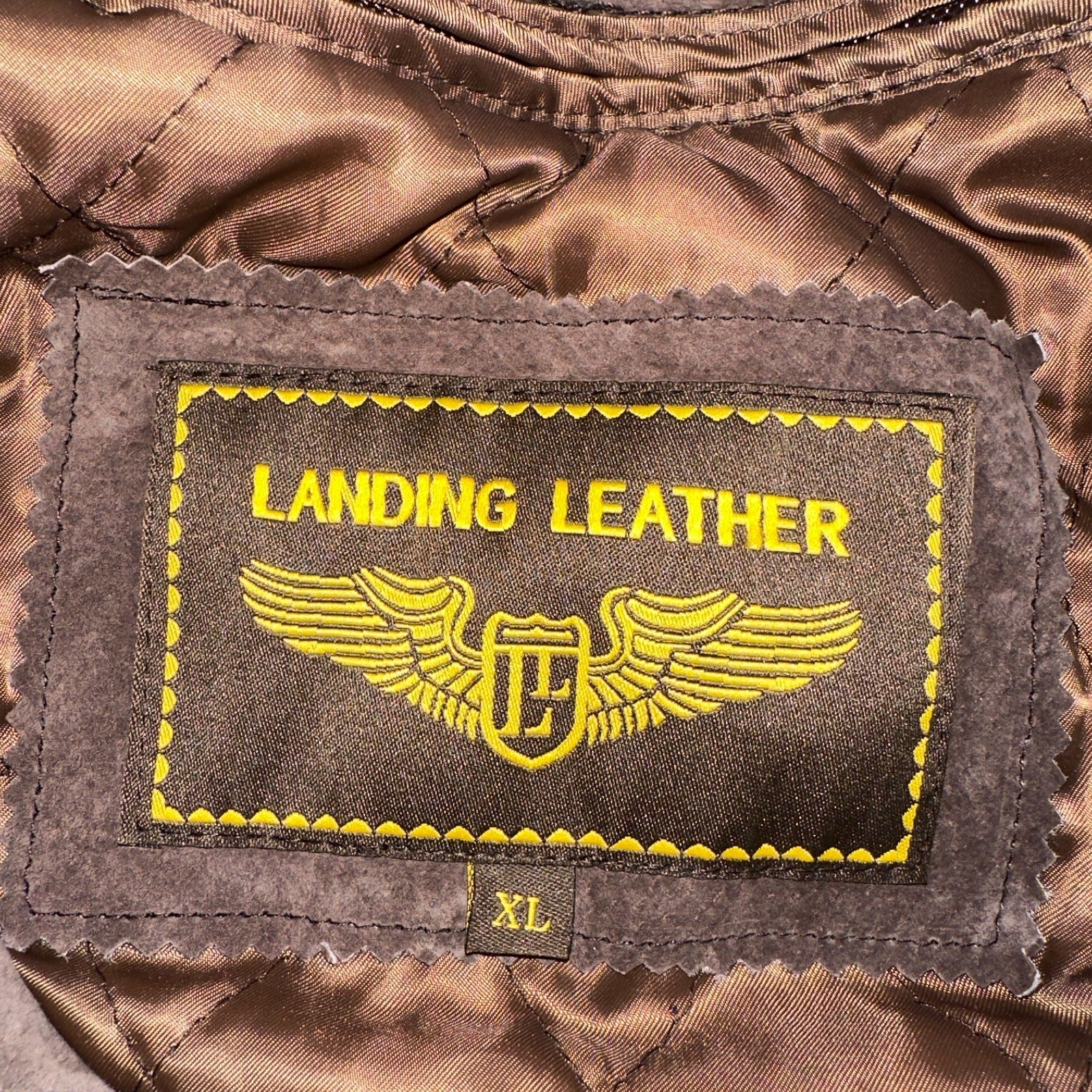 Vintage 90s Suede Leather Brown Bomber Jacket XL Retro Aviator Landing Leather