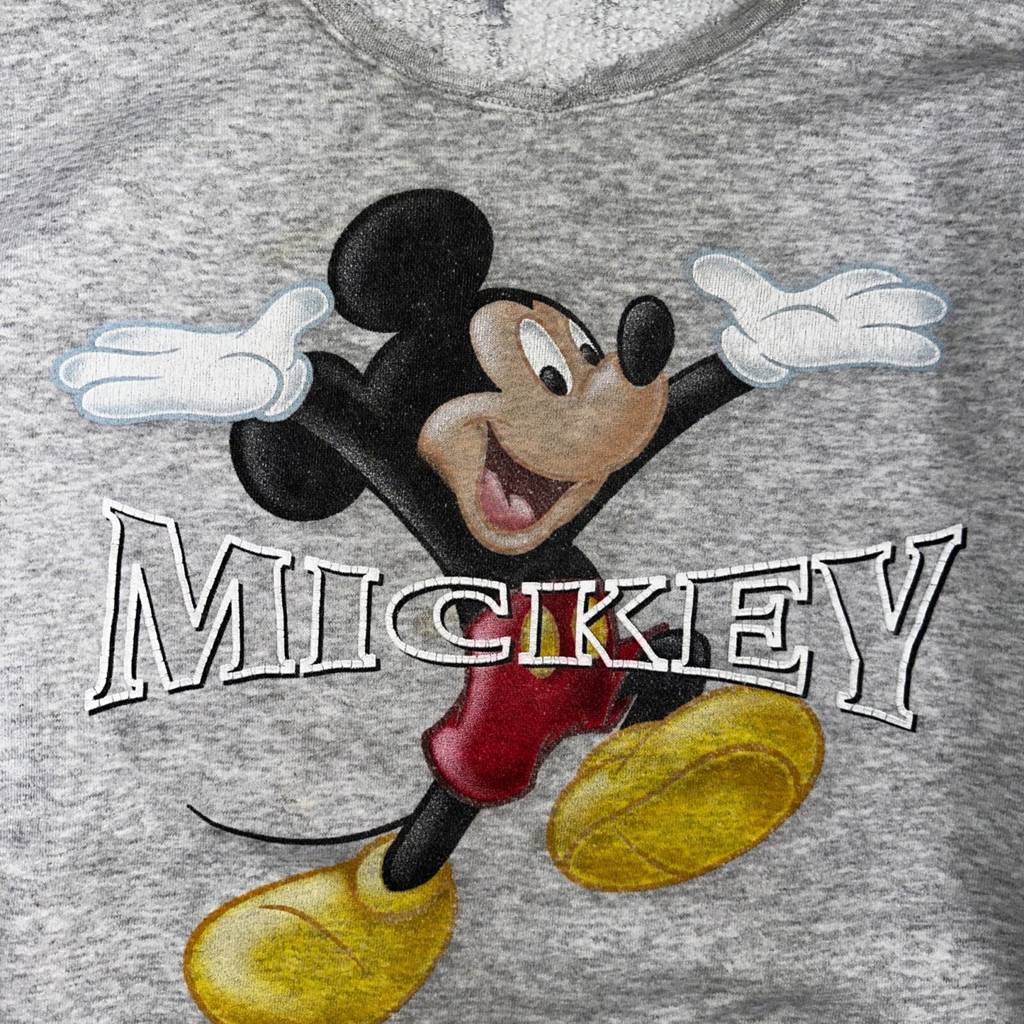 Disney Mickey Mouse VTG Disneyland Gray Fleece Sweatshirt Size XL Thrashed