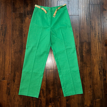 Vintage USA Rockabilly Womens Dress Pants 60s 70s Bottom Green 31x32 Boot Cut