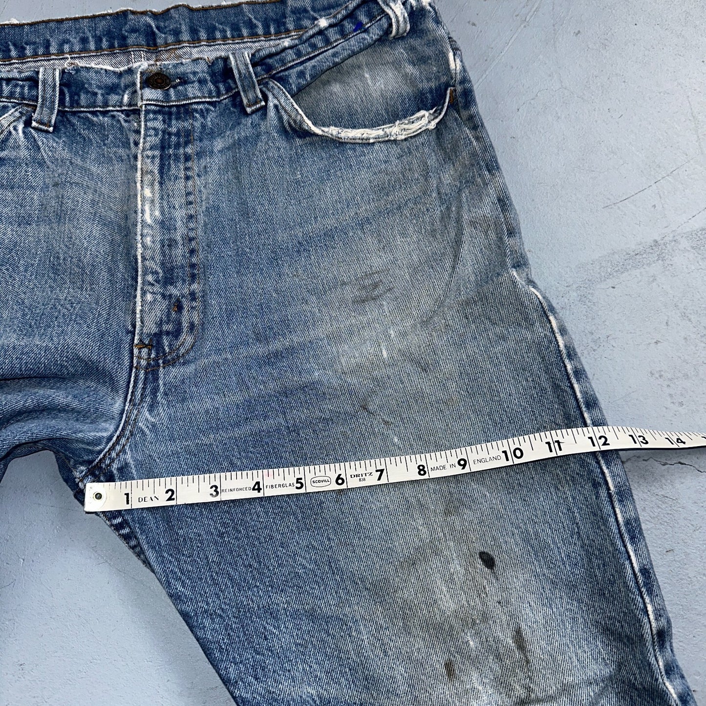 Levis 517 Vintage 80s USA Orange Tab Bootcut Flare Blue Worn Jeans Act 34x27