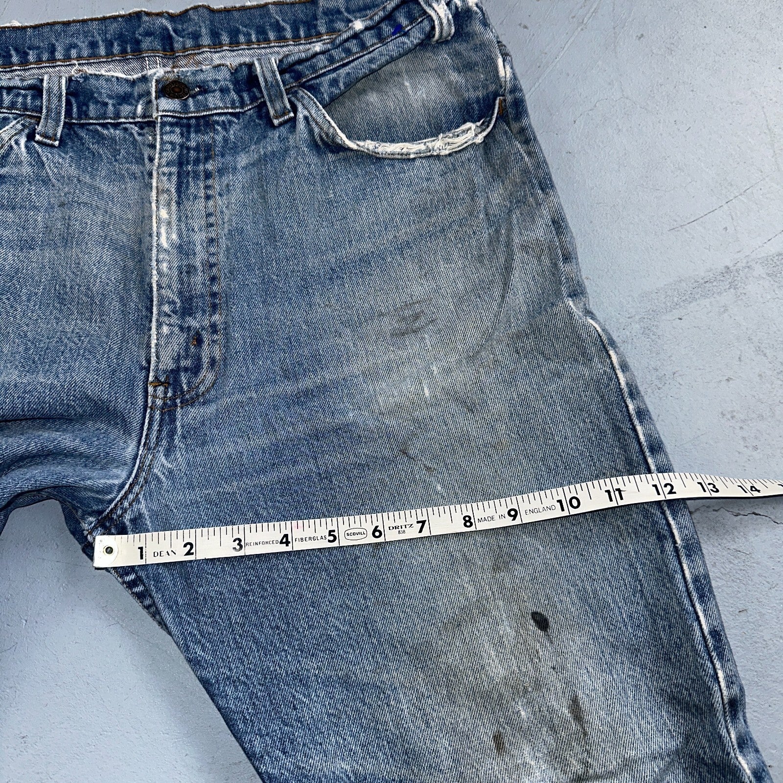 Levis 517 Vintage 80s USA Orange Tab Bootcut Flare Blue Worn Jeans Act 34x27