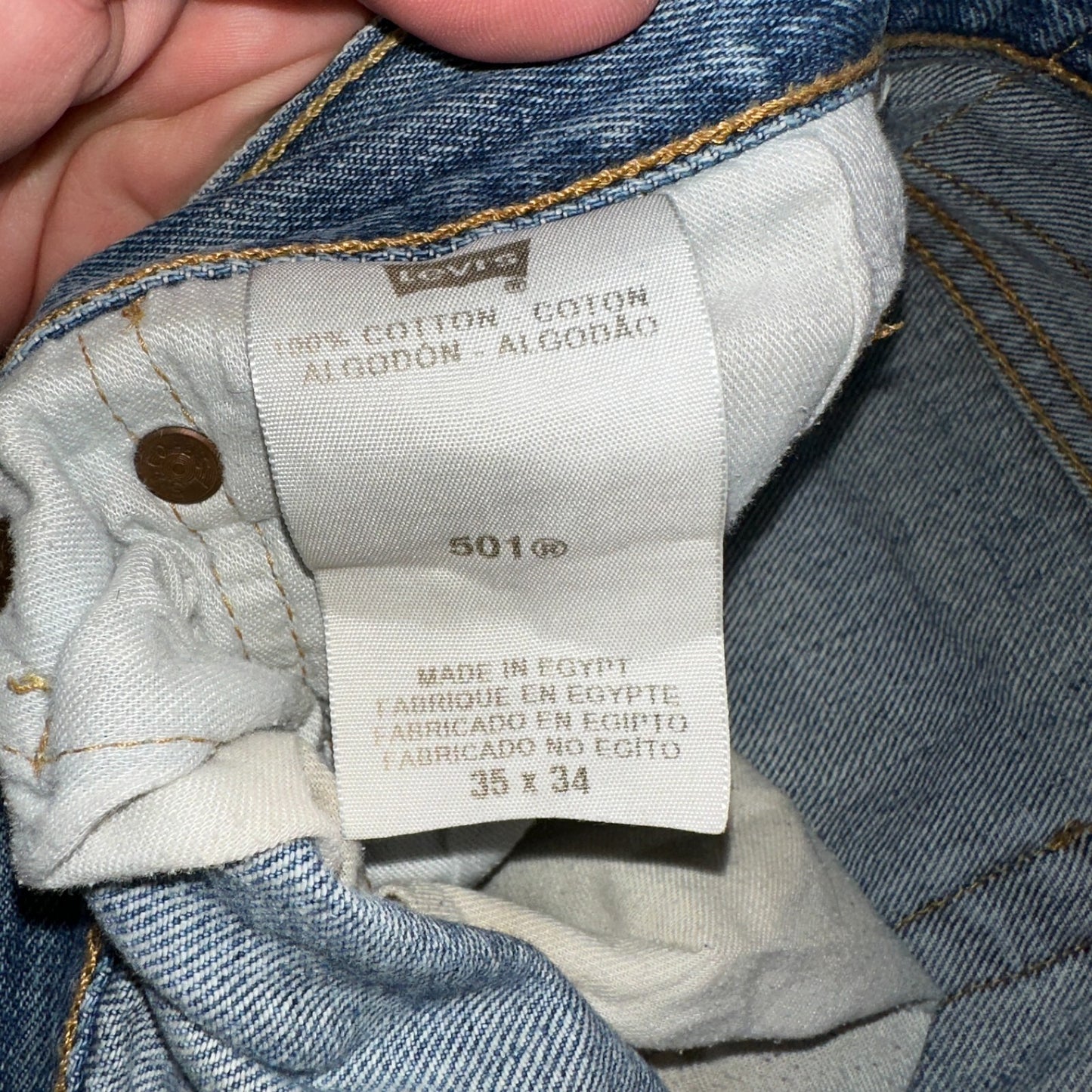 Levis 501 Vintage Y2K XX Straight Leg Jeans Blue Light Wash 35x34 Act 34x32