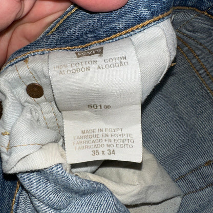 Levis 501 Vintage Y2K XX Straight Leg Jeans Blue Light Wash 35x34 Act 34x32