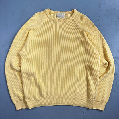 Lord Jeff Mens Chunky Knit Pullover Crewneck Sweater Fine Cotton USA Yellow XL
