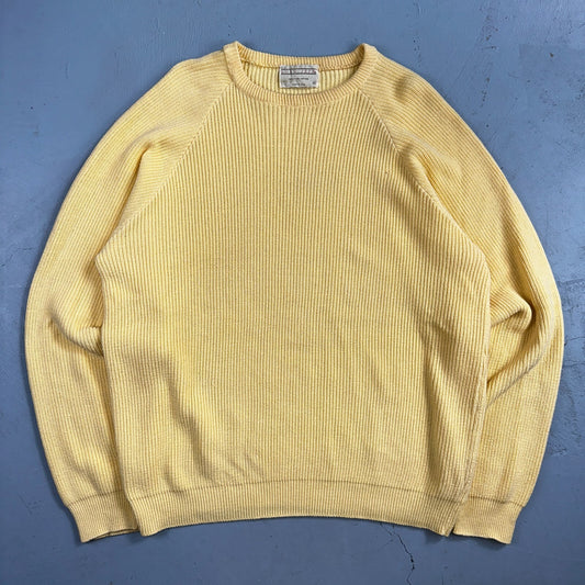 Lord Jeff Mens Chunky Knit Pullover Crewneck Sweater Fine Cotton USA Yellow XL