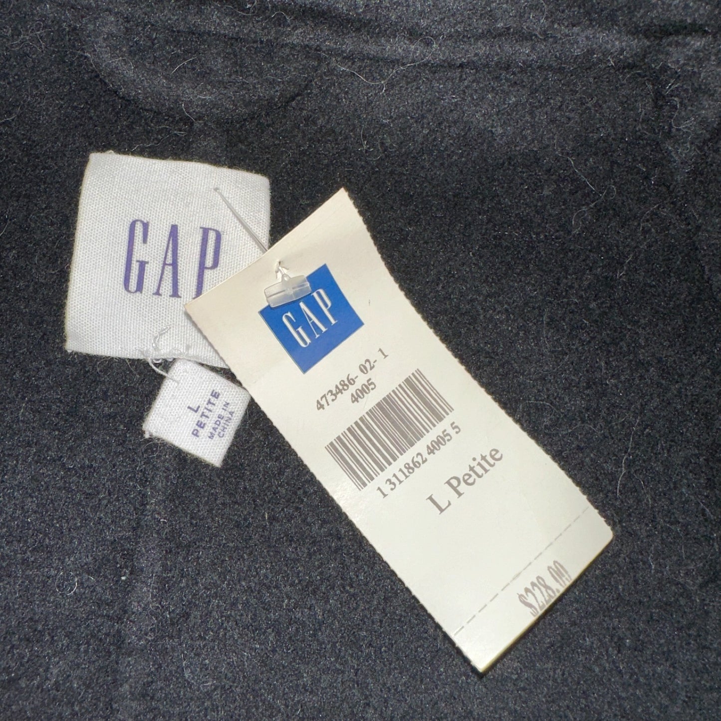 Gap Jacket Womens Large Black Wool Button Over Pea Coat Pocket Dressy Career