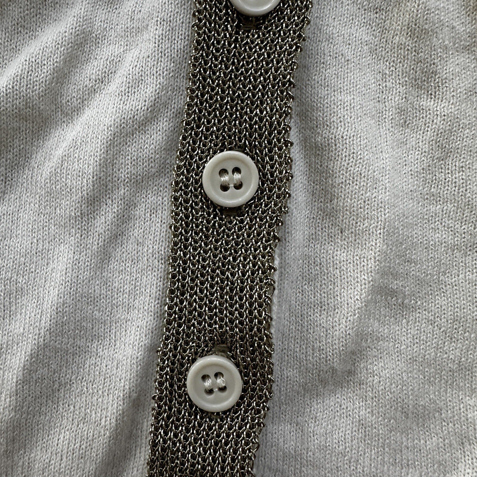 Vintage 1970s Women's White Gold Cardigan Sweater Cute Accent Button Up 70s