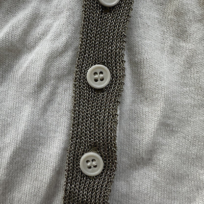 Vintage 1970s Women's White Gold Cardigan Sweater Cute Accent Button Up 70s