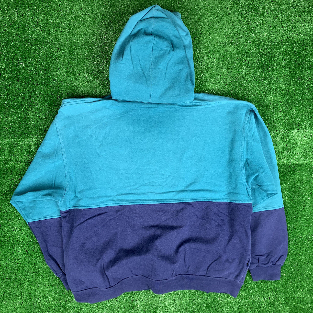 Nike Vintage Sweatshirt Mens T Shirt Tonal Hoodie Center Swoosh Blue 80s Rap