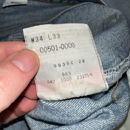Levis 501 Vintage Y2K Mexico Straight Leg Jeans 34x33 90s Med Wash Act 32x29