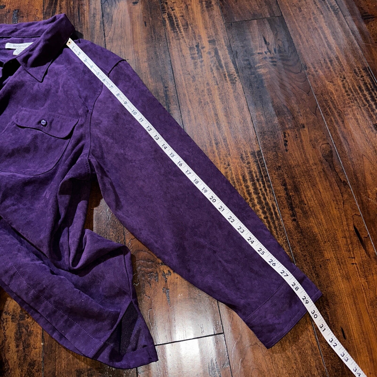 Roaman's Women's Shirt Size 2X Lavender Button Poly Spandex Down