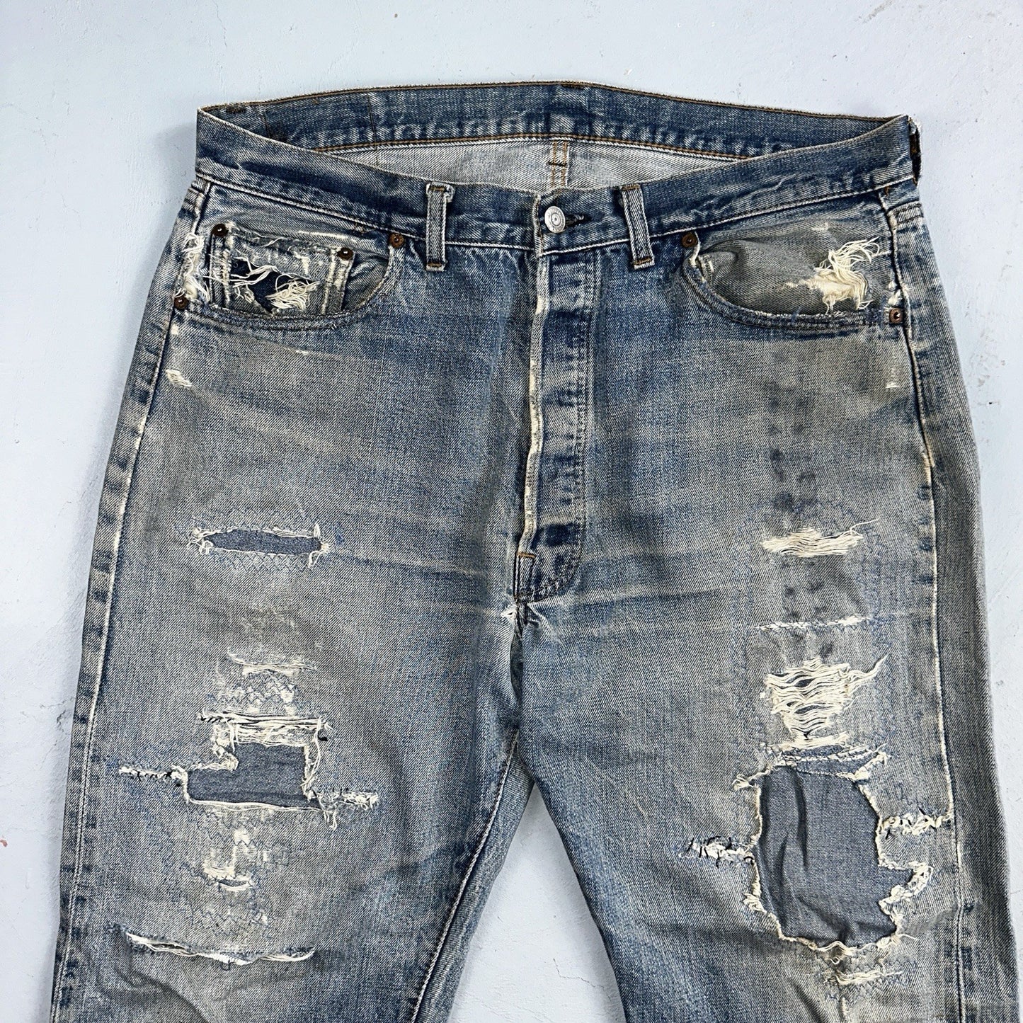 Levis 501 VTG 70s SS Redline Selvedge Jeans XX Med Wash Thrashed Act 35x26