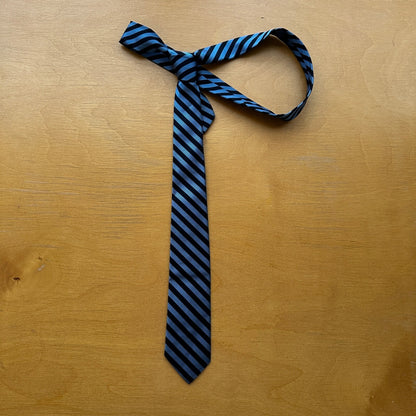 Vintage 1960s Tie Navy Light Blue Stripes 60s Rockabilly Wedding Casual