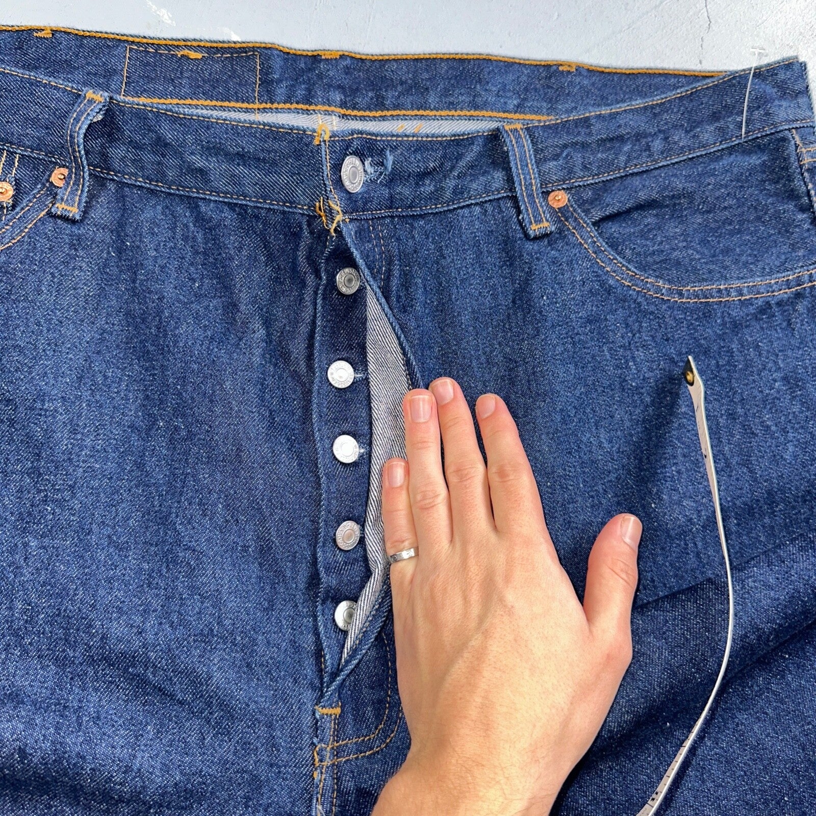 Levis 501 Vintage 90s USA XX Straight Leg Jeans Blue Dark Wash 44x36 Act 42x32