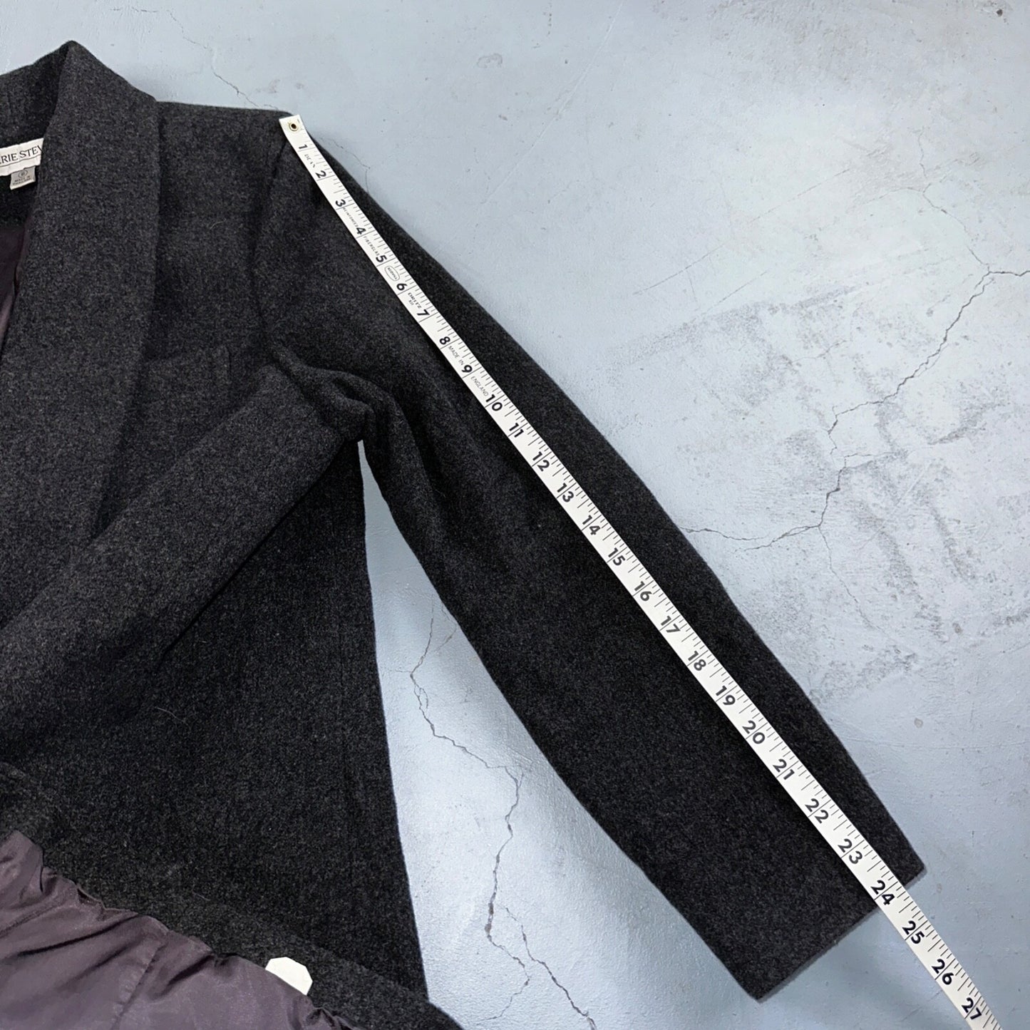 Vintage Valerie Steven’s Gray Black Wool & Cashmere Blend Blazer Women’s Sz 8