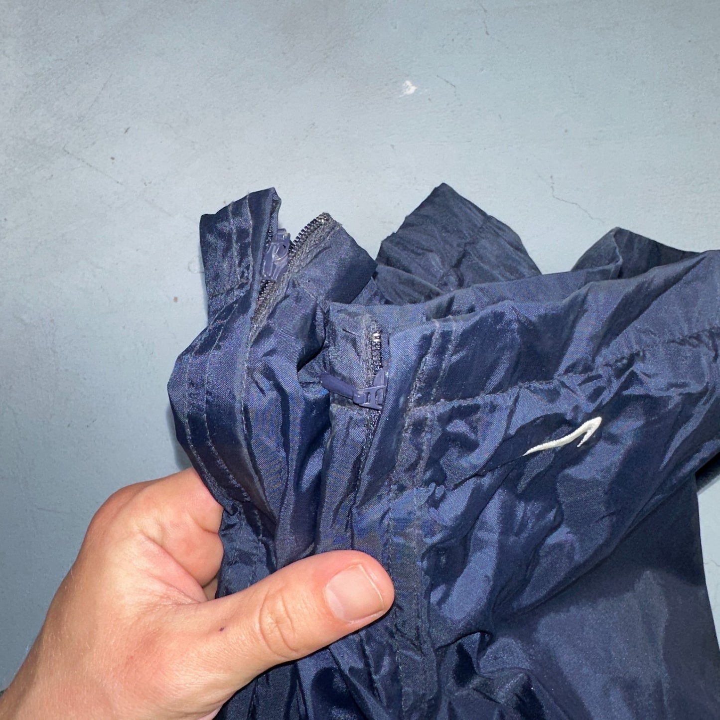 Nike VTG 90s Windbreaker Track Pants Ankle Zip Netted Blue 1990s Essential