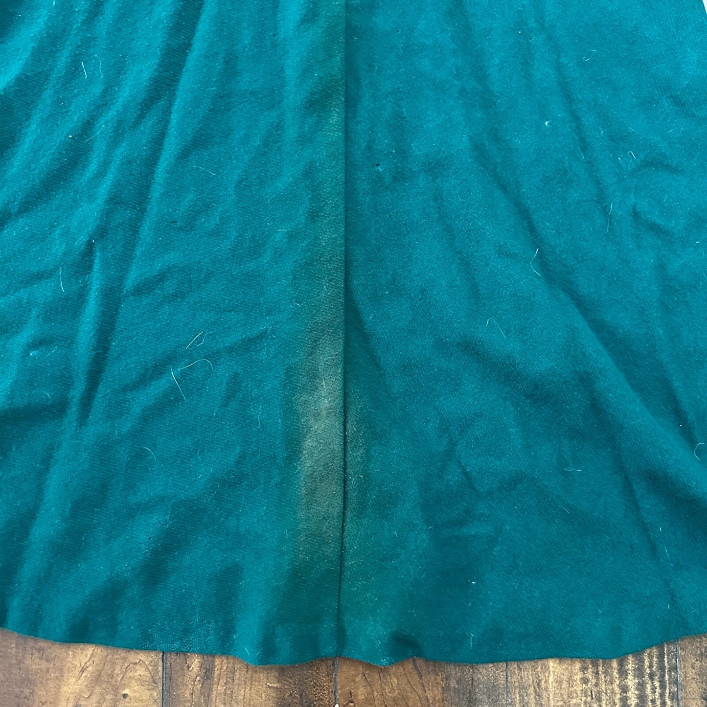 VTG 1960s Faded Green Wool Skirt Preppy Midi Knee Belt Loops 26" Waist Long 60s