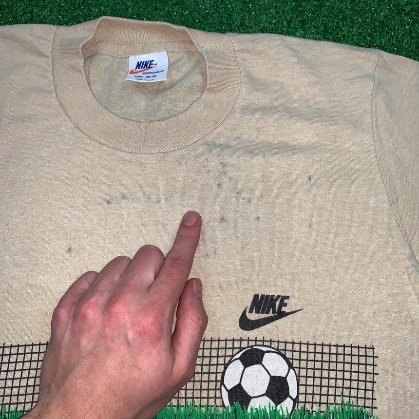 Vintage Nike T Shirt USA Rare Single Stitch Soccer Sports 70s 80s Running Geisha