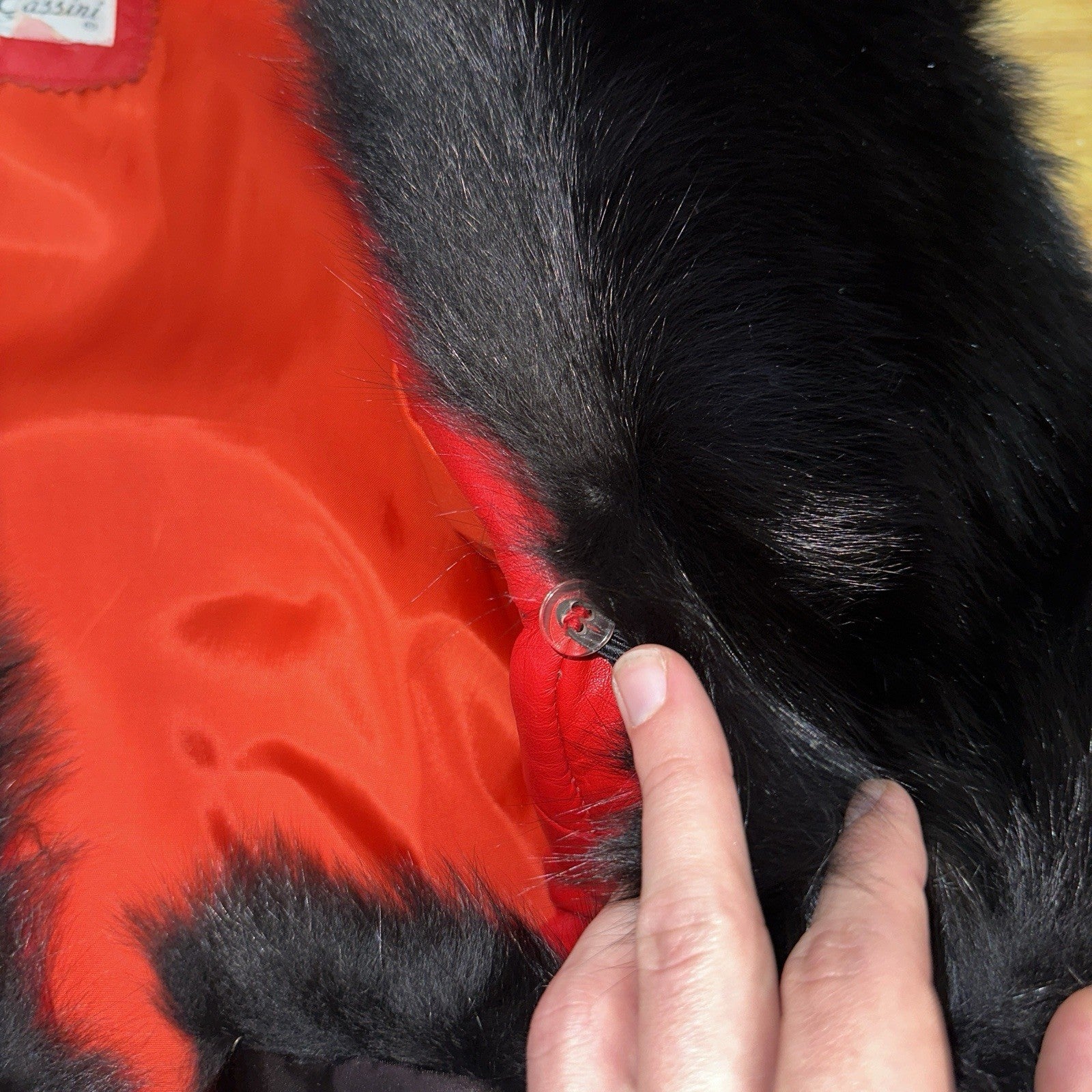 VTG Oleg Cassini Genuine Leather Blazer Fur Jacket Red Womens M 70s 80s Rare