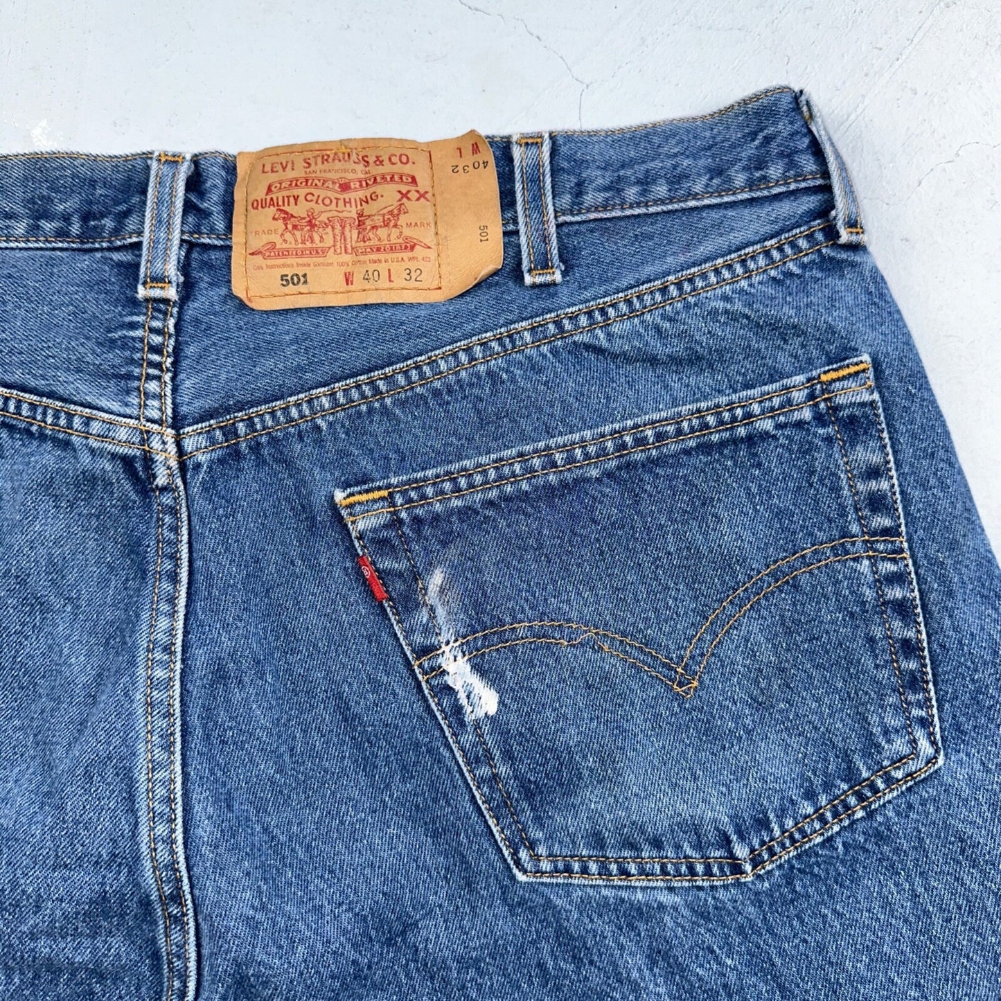 Levis 501 Vintage 90s USA XX Straight Leg Jeans Blue Dark Wash 40x32 Act 38x31