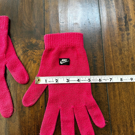 Nike Gloves Vintage 80s Cotton Pink Swoosh Logo Winter Type Rare PR Running