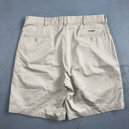 Polo Ralph Lauren Chino Pleated Shorts Mens 34 Beige Khaki 100% Cotton Vintage