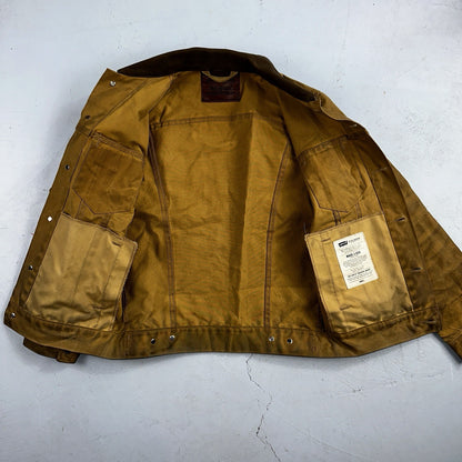 Filson x Levis Tin Cloth Trucker Jacket Men’s Small Tan Made In USA VTG Oil