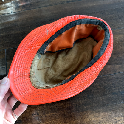Vintage 1950s Fisherman Hunting Hat Cap Bucket Orange 7 1/8 WWII 50s 60s