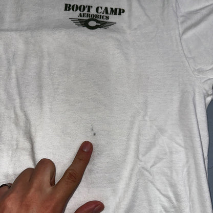 Oneita Boot Camp Aerobics VTG T Shirt Military Too Slow Class Attention USA